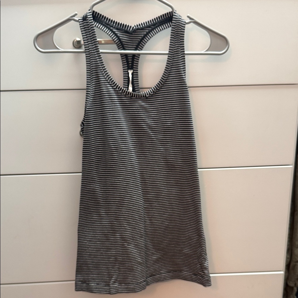 Lululemon Athletica Black and White Striped Tank Top